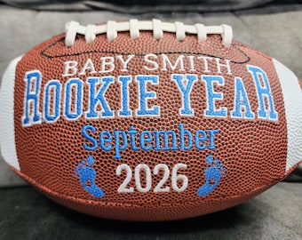 Personalized Embroidered Football: Baby Announcement, Gender Reveal Gift