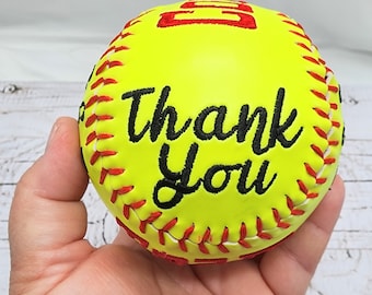 Coaches Gift//Custom Personalized Embroidered Softball // Softball Gift// Keepsake ball // Coach gift// Memorabilia
