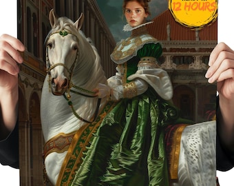 Custom Historical Portrait from Photo – Renaissance or Royal Style, Canvas or Poster