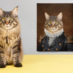Retrato de gato personalizado - Pintura de mascota personalizada a partir de una foto - Arte de mascota real e histórico - Retrato divertido de mascota en lienzo, digital, póster
