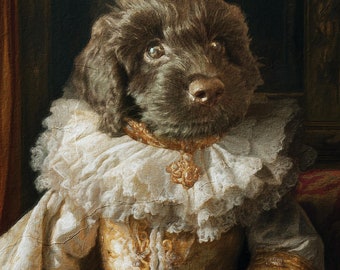 Queen Pet Portrait, Custom Digital Pet Art, Personalized Royal Pet Painting, Renaissance Pet Portrait