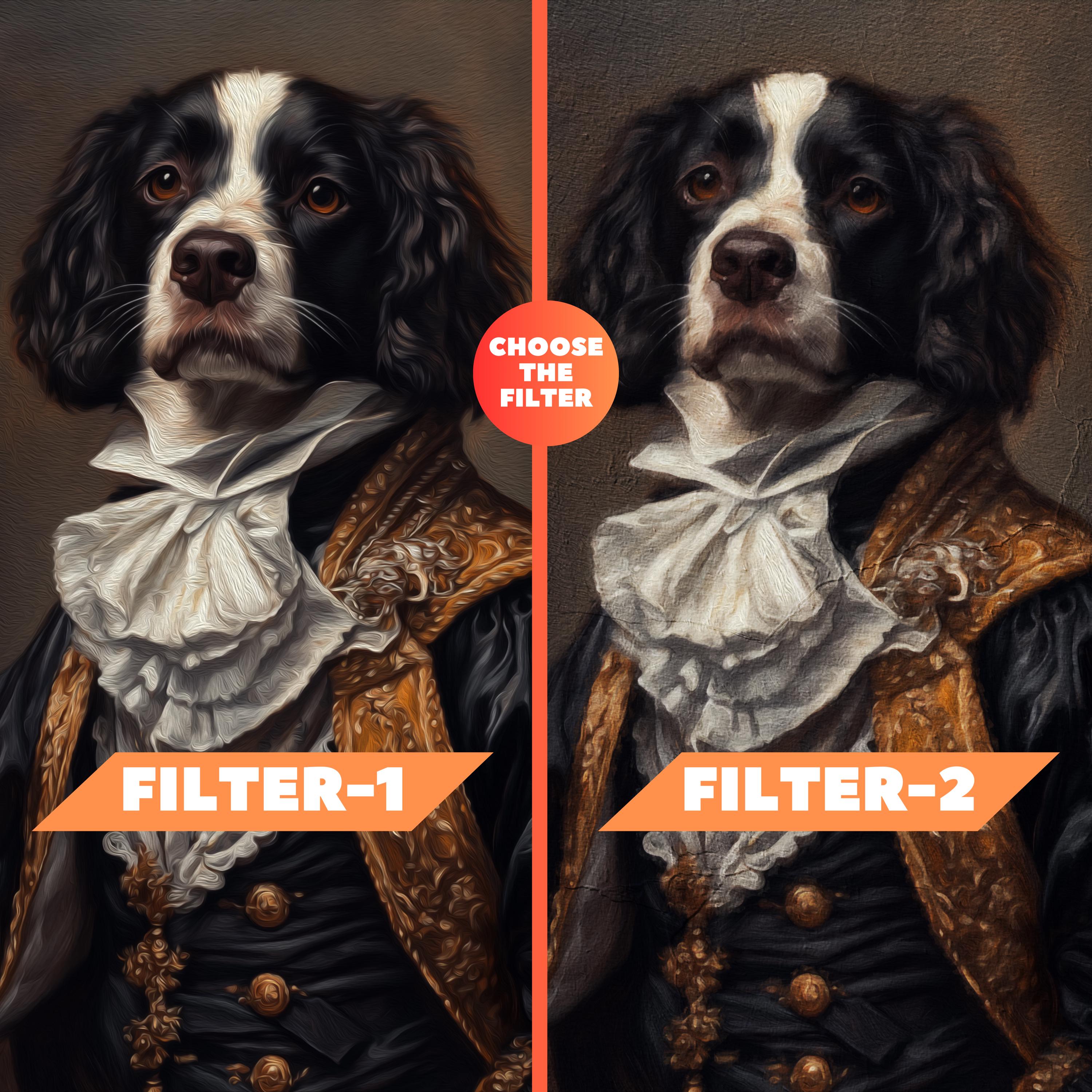 Personalized Dog Portrait on Canvas, Custom Pet Oil Painting, Royal Dog ...