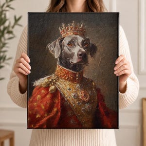 Retrato real de mascota, pintura al óleo personalizada sobre lienzo, regalo personalizado para mascotas, arte de mascotas de reyes y reinas, pintura renacentista de mascotas.