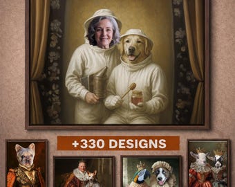 Pet And Owner Portrait, Custom Pet Portrait, Funny Pet Portrait, Dog Portrait, Gifts For Dog Lovers