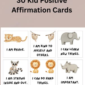 30 Kid Positive Affirmation Cards – Printable Digital Download | Affirmations for Kids | Self-Esteem Cards | Toddler Mindfulness