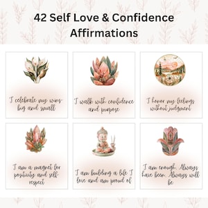 42 Affirmationskarten für Selbstliebe und Selbstvertrauen | Boho | Achtsamkeit, Motivation, Positives Denken, Selbstpflege Printable Karten |