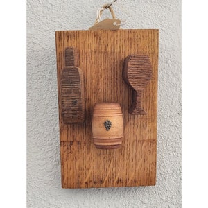 Wine Barrel Wood Sign Wine Bottle Barrel Wine Glass Wine Stave Stained Hanger