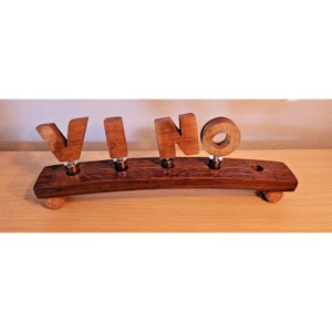 Wine Barrel Stopper Holder 5 Hole Display VINO Cork Feet  16 &quot; x 2 1/2&quot; x 2 1/2&quot;