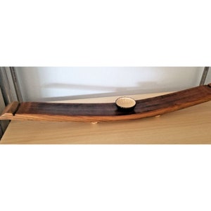 Wine Stave Charcuterie Sushi Tray Cork Feet  Brown Dipping Bowl   34&quot; x  3 1/2 &quot; x 2&quot;