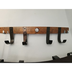 Wood Wine Bottle Holder 2 Bottles Made from Wine Barrel Stave and Rings Stained