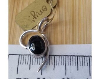 Pendant Onyx Black Silver 1.6 gr 25 cm  x 15 mm  Stone 10 cm x 5 cm Jerry Fran Harr