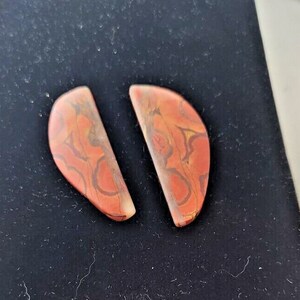 Gemstones Matched Pair Poppy Jasper 10 gr Earrings 50 ct Size 40mm x 10 mm