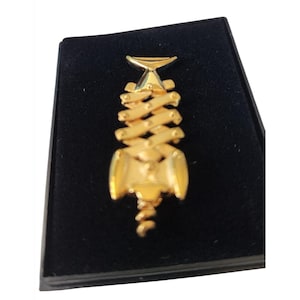 Wine Accordian Corkscrew Gold Plated Tie Tac  Lapel Pin 1 x 1 1/2 Black Velvet Card Plastic Box