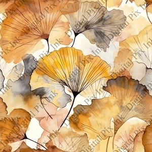 Goldene Ginkgo-Blätter - Aquarell-nahtloses Muster - perfekt für Bastel- und Scrapbooking-Projekte.
