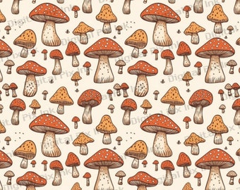 Mushroom Dreamscape: Whimsical Seamless Pattern for Digital Download for DIY Projects