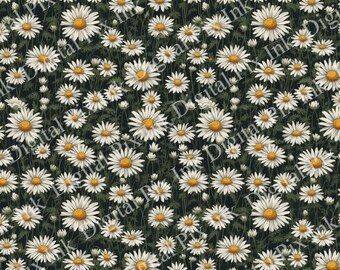 Seamless Daisy Field - Ideal for Backgrounds, Crafting and Artistic Decoration.