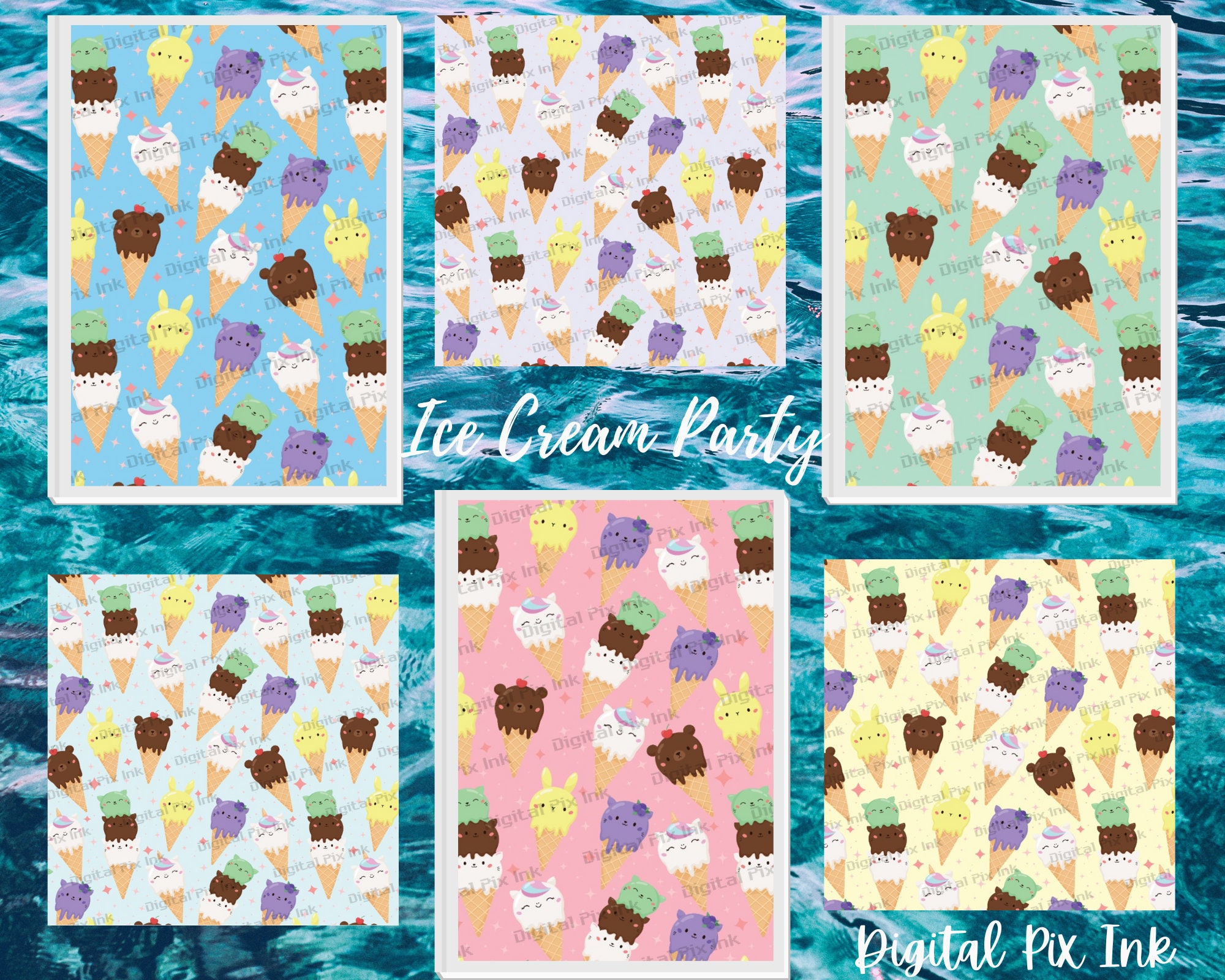 Cute Seamless Ice Cream Cone Patterns - Fun and Playful Design for ...