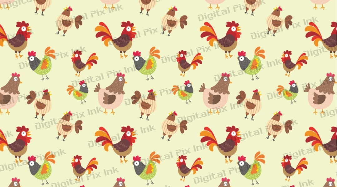 Adorable Chicken Seamless Pattern for Crafts, DIY, Fabric, Home Decor ...