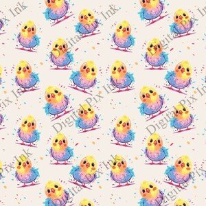 Cute and Colorful Chicks - Adorable Seamless Pattern, Printable Art, Spring-themed. Perfect for tumblers, wrapping paper and more!