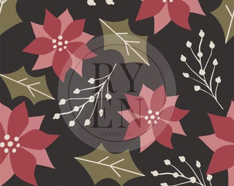 Muted Poinsettia Digital Download Seamless File