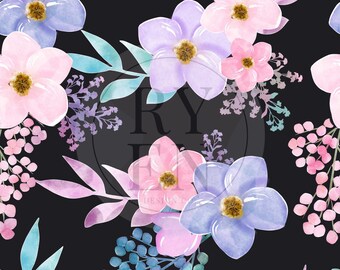 Black Neon Floral Digital Download Seamless File