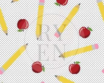 School Pencils an Apples Digital Download Seamless File