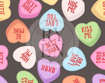 Valentines Candy Heart Digital Download Seamless File