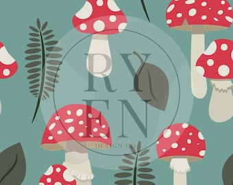 Spring Mushroom Digital Download Seamless File