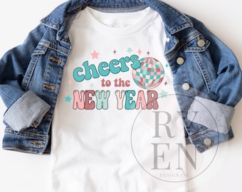 Cheers to the New Year SVG, PNG-Retro-Sublimation Design-Instant Download
