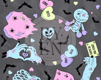 Spooky Valentines Digital Download Seamless File