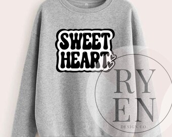 Sweet Heart Valentines SVG, PNG-Retro-Sublimation Design-Instant Download