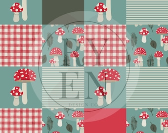 Mushroom Patchwork Digital Download Seamless File