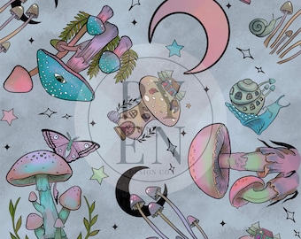 Mystical Mushroom Digital Download Seamless File