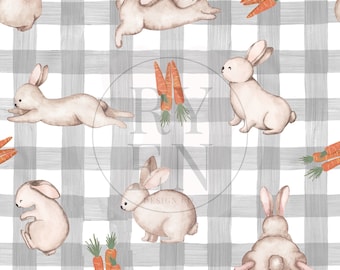 Plaid Bunny Easter Digital Download Seamless File