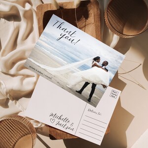 Moderne Hochzeits-Dankeskarte, minimalistisches Hochzeitsfoto-Dankeschön, Boho-Hochzeitskarte, Dankesgeschenk, Postkarte Hochzeits-Dankeskarte