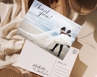 Moderne Hochzeits-Dankeskarte, minimalistisches Hochzeitsfoto-Dankeschön, Boho-Hochzeitskarte, Dankesgeschenk, Postkarte Hochzeits-Dankeskarte