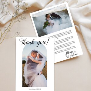 Modern Wedding Thank You Card, Minimalist Wedding Photo Thank You, Boho Wedding Card, Thank You Gift, Customizable Wedding Thank You Card