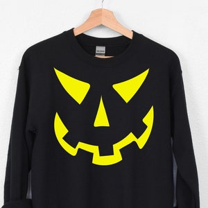 Kürbis Jack Sweatshirt, Jack O Lantern, Hintergrundbeleuchteter Kürbis Pullover, Spooky Halloween Pullover, Kürbis Lächeln, festliches Halloween Sweatshirt