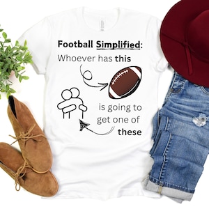 Football Simplified T-Shirt, American Football Shirt, Witty Football Tee, Funny Football Gift, Football Gag Gift, Football Laughs, Football
