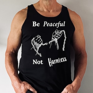 Be Peaceful Not Harmless, Fit Dad Tank, Lifting Tank, Workout Tank, Retro Gym Tank, Sports Lover Gift, Crossfit Tank, Fitness Shirt, GymLife
