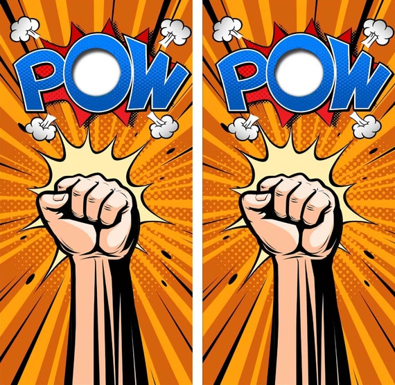 Cartoon Fist Pump Pow Cornhole Board Wraps Decal With Free - Etsy Cartoon Fist Pump Pow Cornhole Board Wraps Decal With Free - Etsy