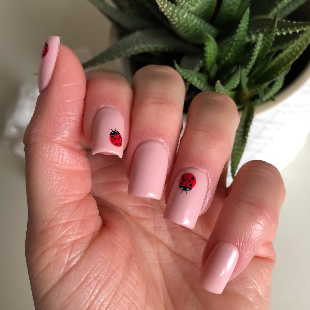 Ladybird Luxury Presson Nails Handpainted Gelx Etsy