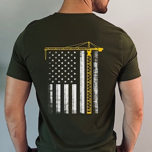 Crane Operator T-shirt Construction Crane Operator Shirt USA Flag Crane Operator Shirt Crane Operator Flag Shirt