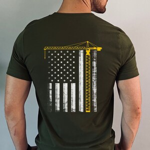 Crane Operator T-shirt Construction Crane Operator Shirt USA Flag Crane Operator Shirt Crane Operator Flag Shirt