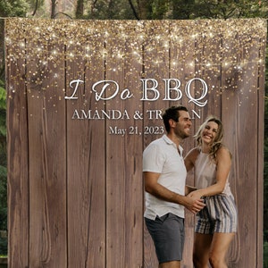 I Do BBQ Engagement Backdrop Couples Shower BBQ Sign I Do Bbq Sign Bbq Wedding backdrop Backyard engagement party Bbq Rehearsal Dinner