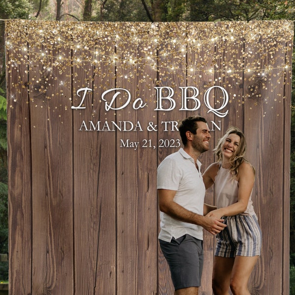 I Do BBQ Engagement Backdrop Couples Shower BBQ Sign I Do Bbq Sign Bbq Wedding backdrop Backyard engagement party Bbq Rehearsal Dinner