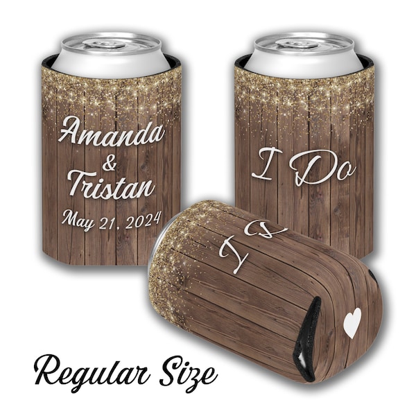 Rustic Wedding Decor Barn Wedding Decoration Personalized Can Cooler Rehearsal Dinner Engagement Party Drink Holder Can Insulator Cozie