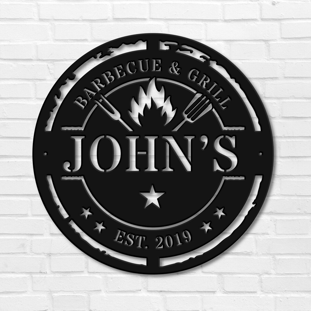 Personalized Metal BBQ Sign Outdoor Barbecue Sign Custom Metal Etsy