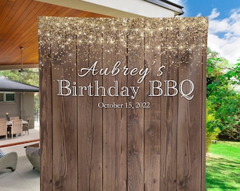 Personalized Birthday BBQ Photo Backdrop | Personalized Birthday BBQ Banner | Custom Backyard bbq Decor | bbq Welcome Sign