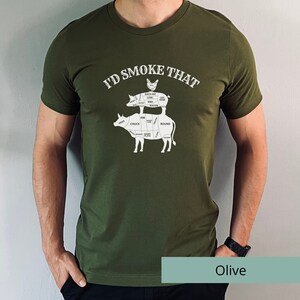 Funny BBQ Shirt Funny Barbecue Shirt I'd Smoke That Shirt Cow Pig Chicken Shirt Butcher Diagram Shirt BBQ Gift for Him BBQ Gift for Dad Barbecue Accessories BBQ Essentials Funny BBQ Smoker Shirt